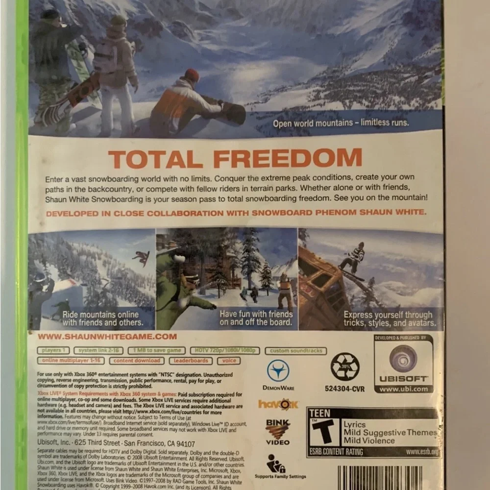 Shaun‎ White Snowboarding Video Game - Green Case